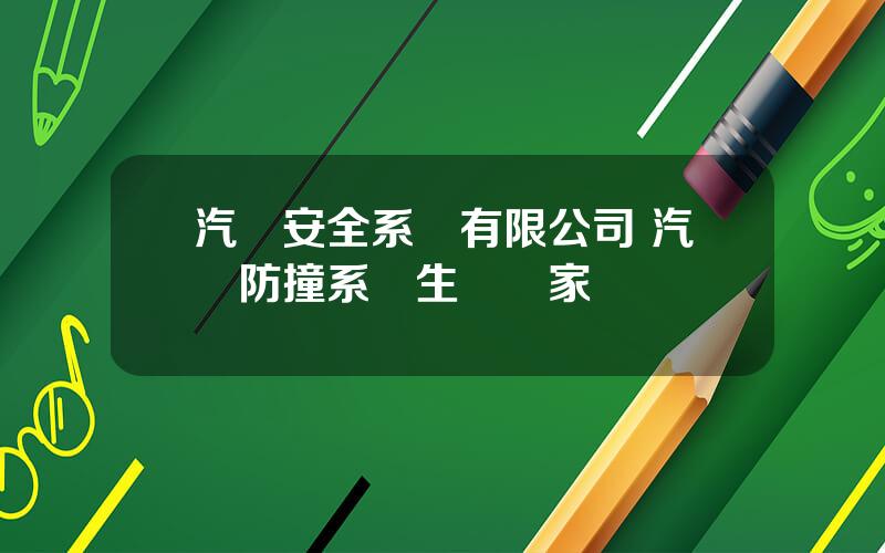 汽車安全系統有限公司 汽車防撞系統生産廠家